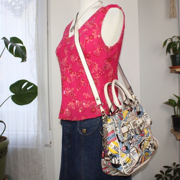 Kathy Van Zeeland Travel Print Satchel Handbag - Picture 5 of 10